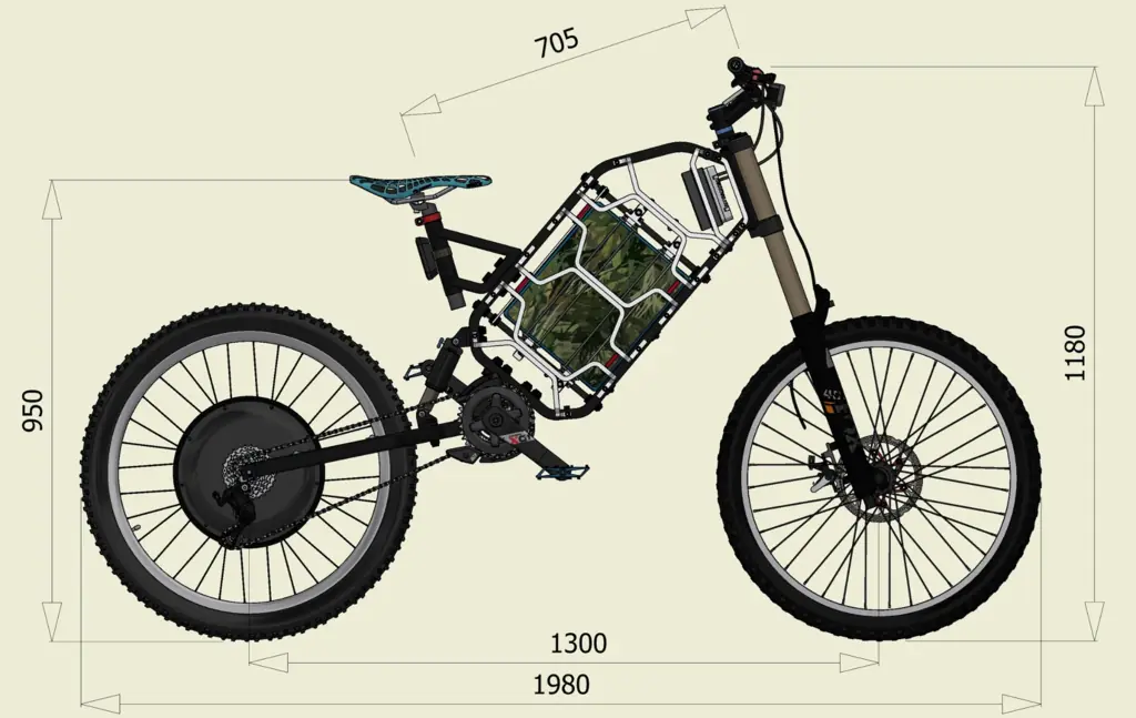 Technický výkres bicykla CrossLand X s hlavnými rozmermi
